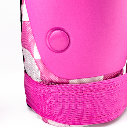 Youth Checkered Elbow and Knee Pad Set - Pink Checkered